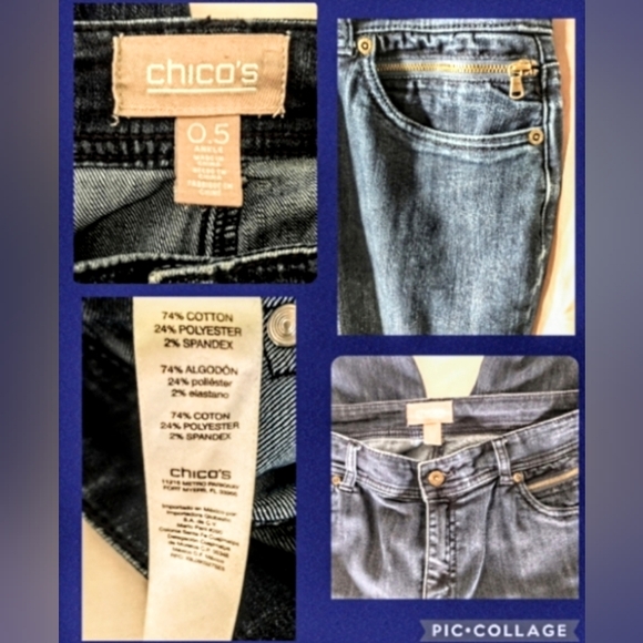 Chico's Denim Cropped Jeans - Gold Zipper Pockets - Picture 2 of 10